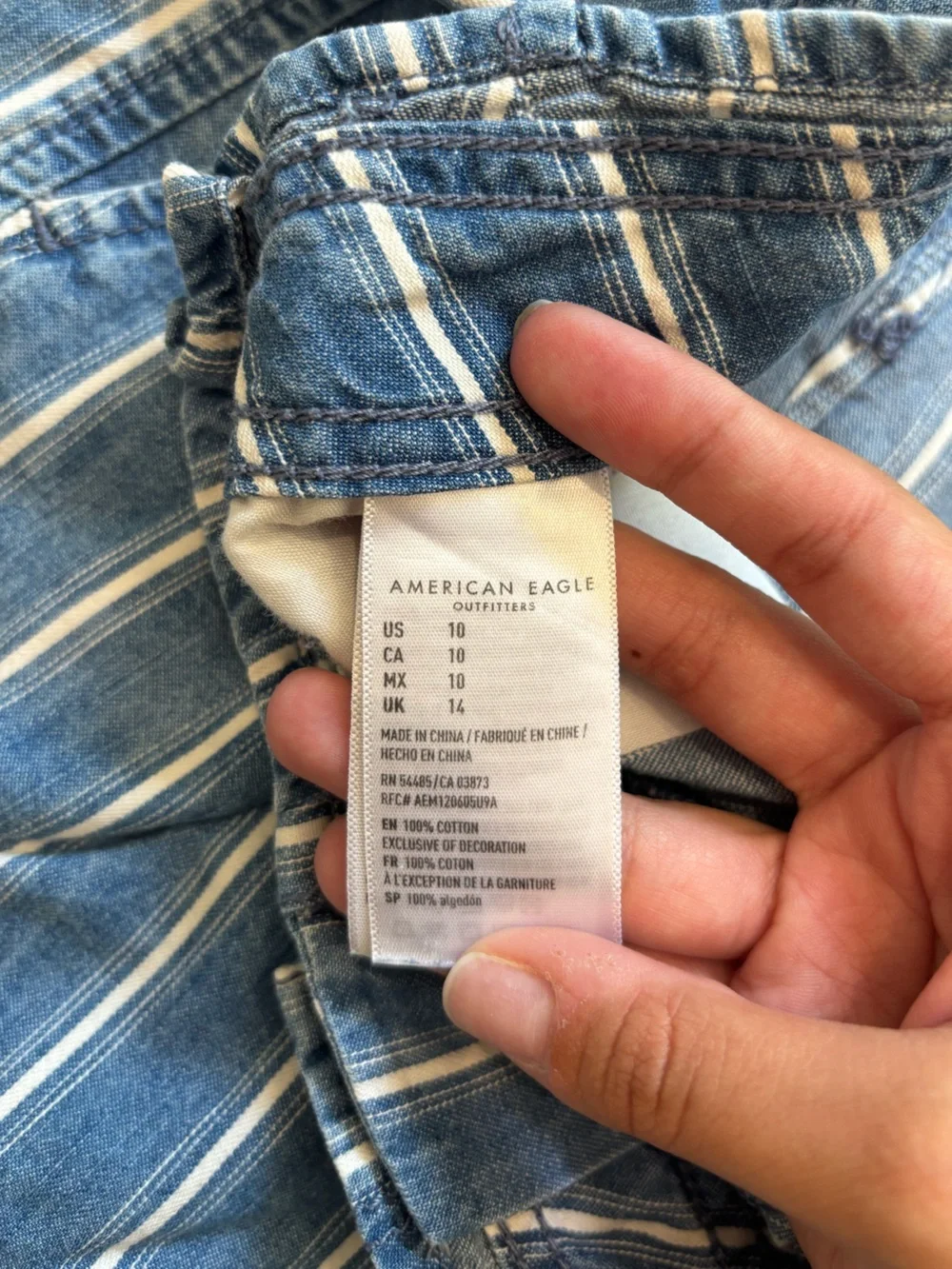 American Eagle Outfitters Blue and White Vertical Stripe High-Waist Shorts